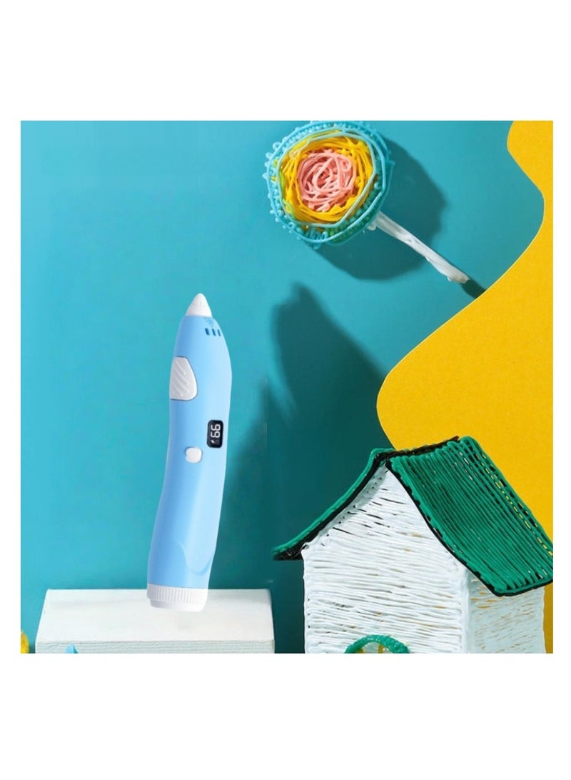 The 3D printing pen with display comes with dual batteries and 8 random color filaments.. - No need to buy extra filaments to start your 3D art journey! Whether you are sketching, crafting or building, you can enjoy unlimited color combinations right out of the box. (Blue) - Image 3