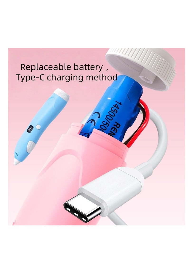 The 3D printing pen with display comes with dual batteries and 8 random color filaments.. - No need to buy extra filaments to start your 3D art journey! Whether you are sketching, crafting or building, you can enjoy unlimited color combinations right out of the box. (Blue) - Image 4