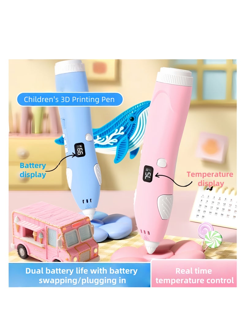The 3D printing pen with display comes with dual batteries and 8 random color filaments.. - No need to buy extra filaments to start your 3D art journey! Whether you are sketching, crafting or building, you can enjoy unlimited color combinations right out of the box. (Blue) - Image 2