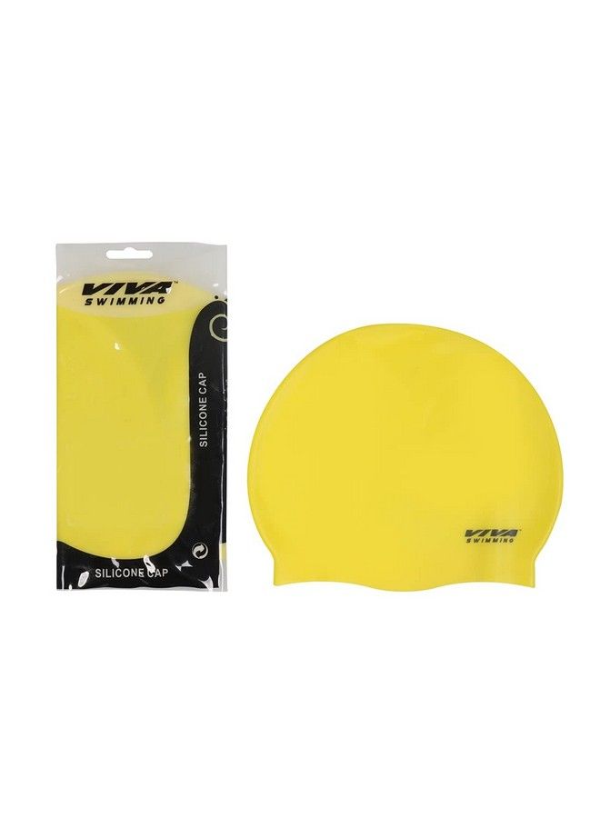Viva قبعة سباحة سيليكون للجنسين مع حقيبة بسحاب (أصفر) - Image 2