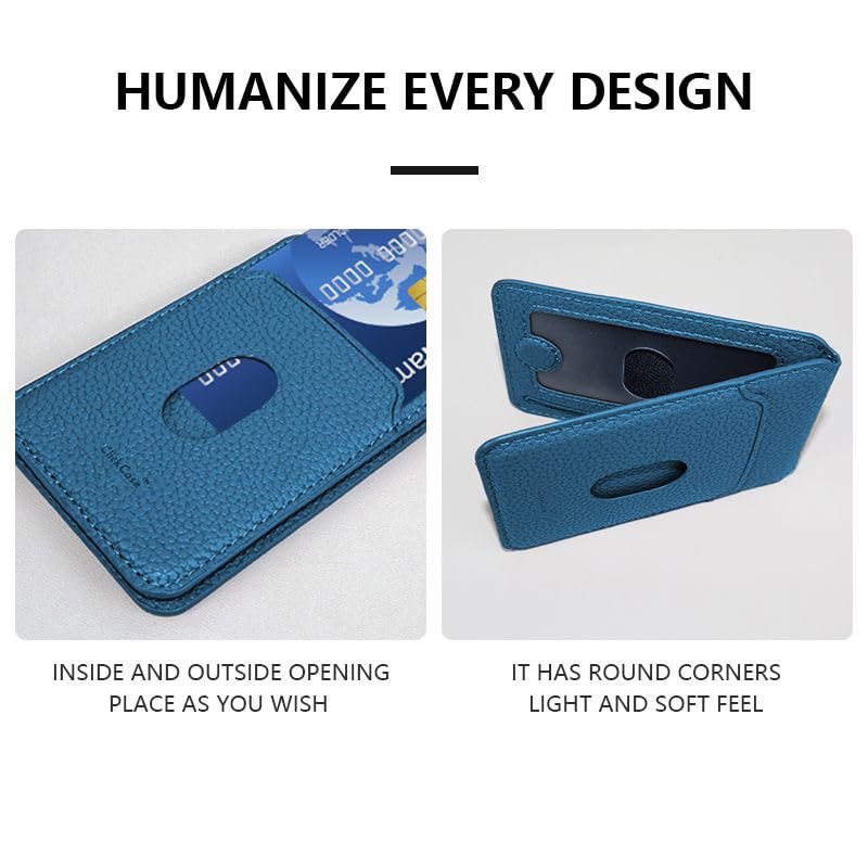 ClickCase محفظة آيفون مينيملست مع حامل، إغلاق مغناطيسي لآيفون 17/16/15/14/13/12 سلسلة، حامل بطاقات، ملحقات ماغسيف، جلد نباتي أزرق - Image 2