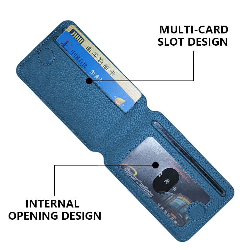 ClickCase محفظة آيفون مينيملست مع حامل، إغلاق مغناطيسي لآيفون 17/16/15/14/13/12 سلسلة، حامل بطاقات، ملحقات ماغسيف، جلد نباتي أزرق - Image 4