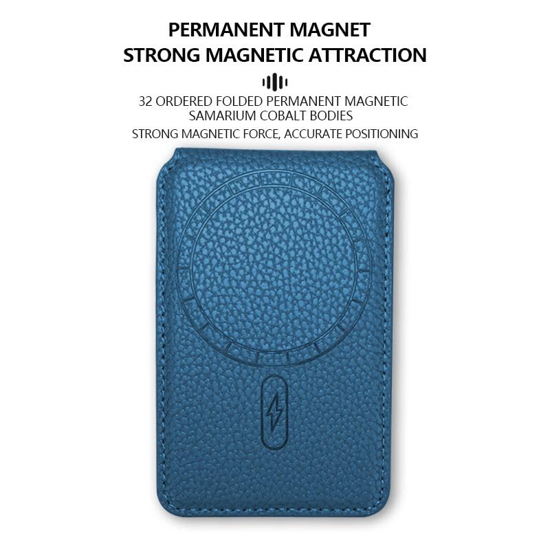ClickCase محفظة آيفون مينيملست مع حامل، إغلاق مغناطيسي لآيفون 17/16/15/14/13/12 سلسلة، حامل بطاقات، ملحقات ماغسيف، جلد نباتي أزرق - Image 5