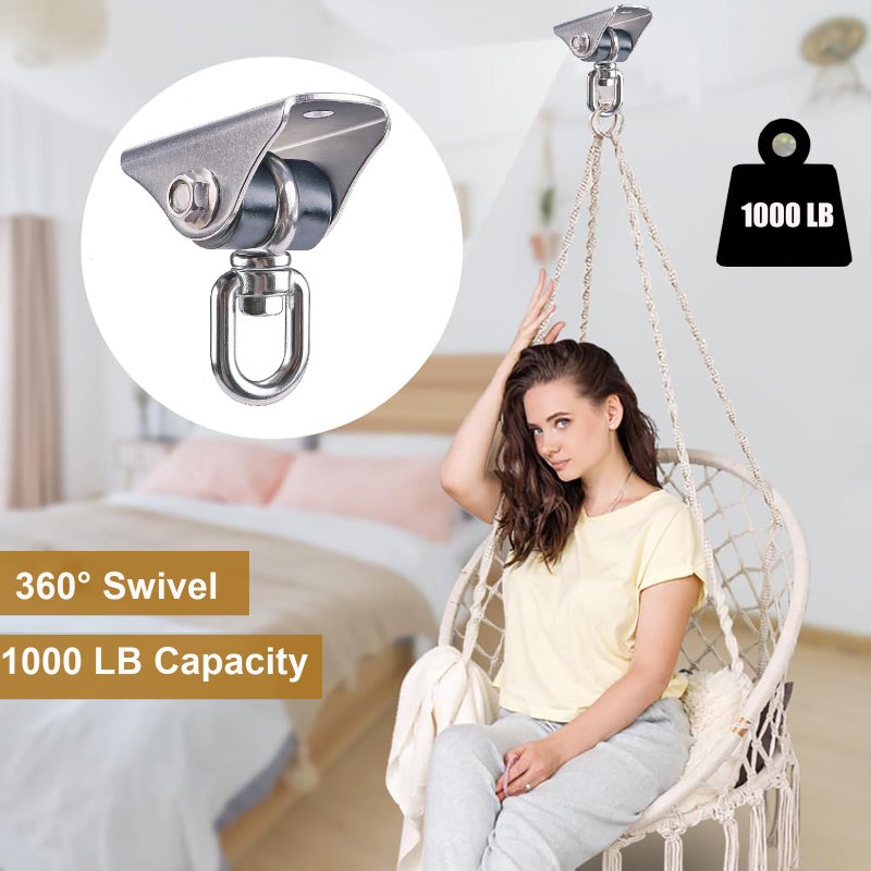 BeneLabel حامل أرجوحة ثقيل الصمت من BeneLabel، دوران 360°، فولاذ مقاوم للصدأ، ثقيل، للأرجوحة، الأرجوحة الهوائية، اليوغا، حقيبة الرمل، سعة 1000 رطل - Image 2