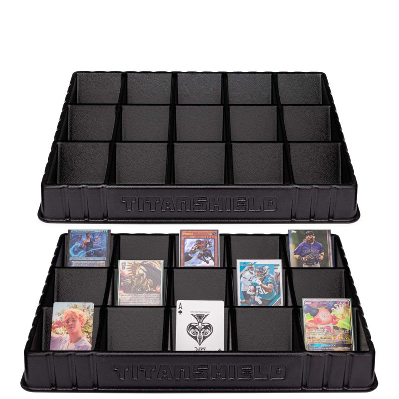 TitanShield Stackable Heavy Duty Card Sorting Tray | Compatible with Pokemon, Baseball, Magic The Gathering MTG, TCG Trading Cards | (Two Trays) - Image 1