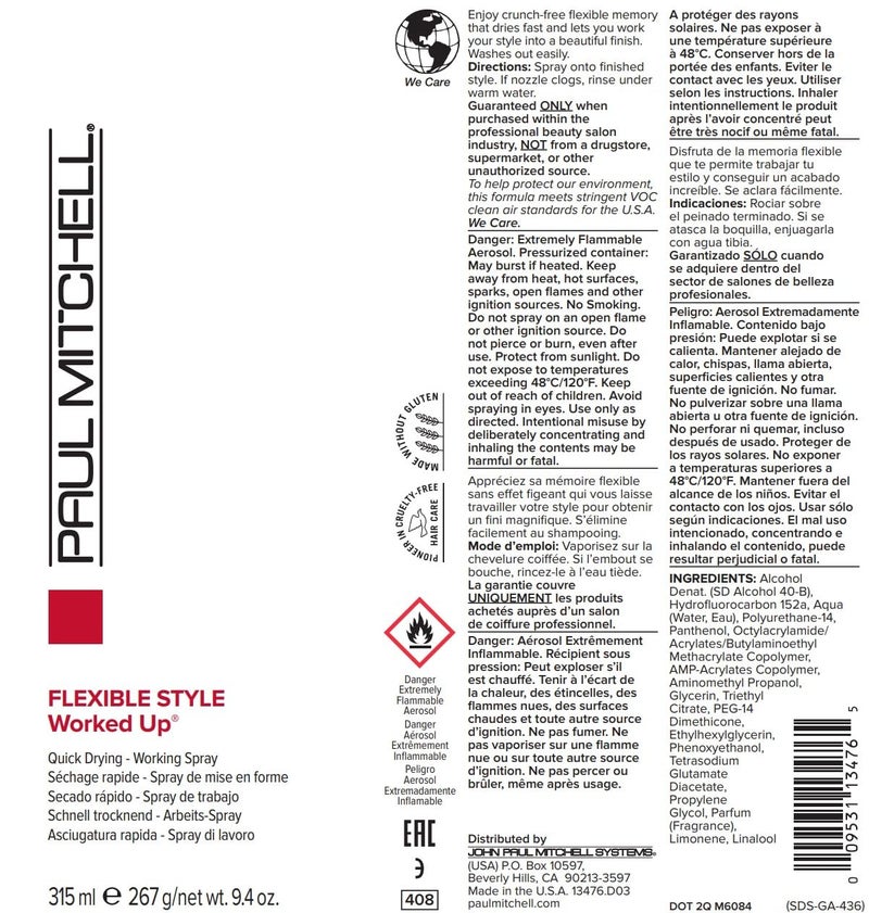 Paul Mitchell Worked Up Hairspray, Static Control, Memory + Flexible Hold, For All Hair Types, 9.4 oz - Image 5