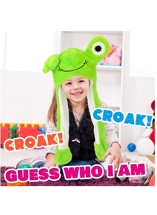 Frog Hat with Ears Moving Jumping Pop Up Beating Hat Plush Holiday Cosplay Dress Up Funny  Winter Birthday Gift for Kids Boys Girls Green - Image 5