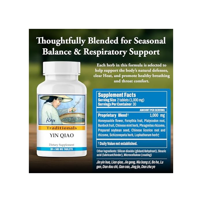 Kan Herbs Company Yin Qiao Formula – Traditional Chinese Herbal Blend with Honeysuckle & Forsythia for Seasonal Balance and Respiratory Wellness, Herbal Supplement, 60 Tablets - Image 3