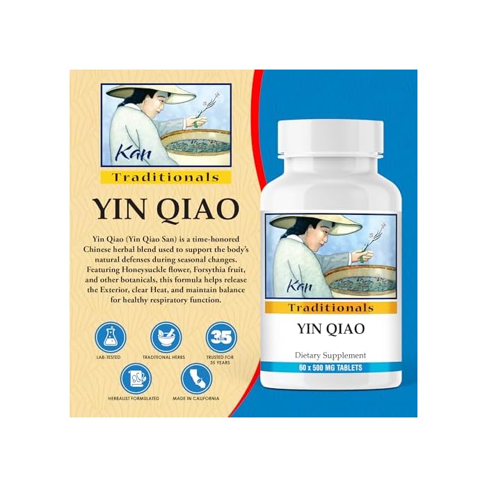 Kan Herbs Company Yin Qiao Formula – Traditional Chinese Herbal Blend with Honeysuckle & Forsythia for Seasonal Balance and Respiratory Wellness, Herbal Supplement, 60 Tablets - Image 2