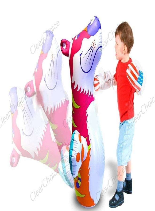 ClearChoice:- Inflatable Tiger Hit-Me Punching Bag for Kids | Weighted Base for Indoor and Outdoor Play | Multicolor PVC Toy - Image 3