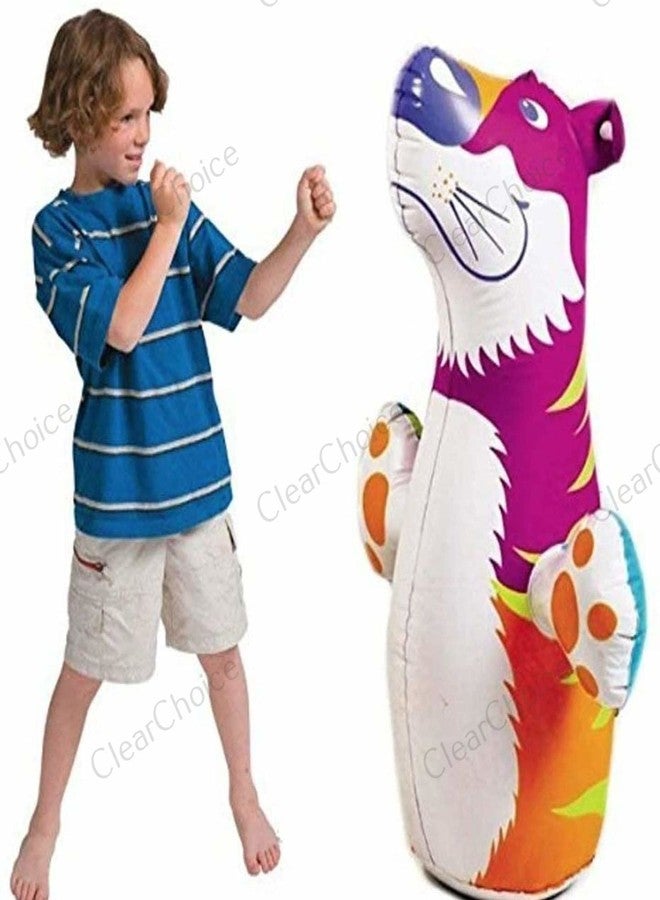 ClearChoice:- Inflatable Tiger Hit-Me Punching Bag for Kids | Weighted Base for Indoor and Outdoor Play | Multicolor PVC Toy - Image 2