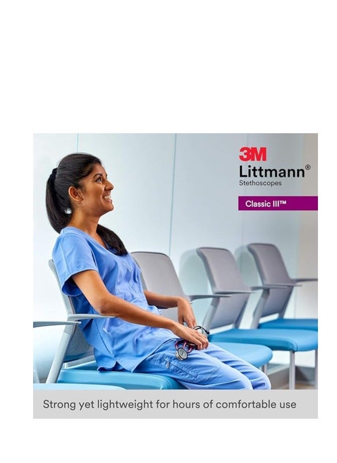 Littmann 3M™ Littmann® Classic III™ Stethoscope, Black Edition Chestpiece, Black Tube, 27 inch, 5633  - Image 5