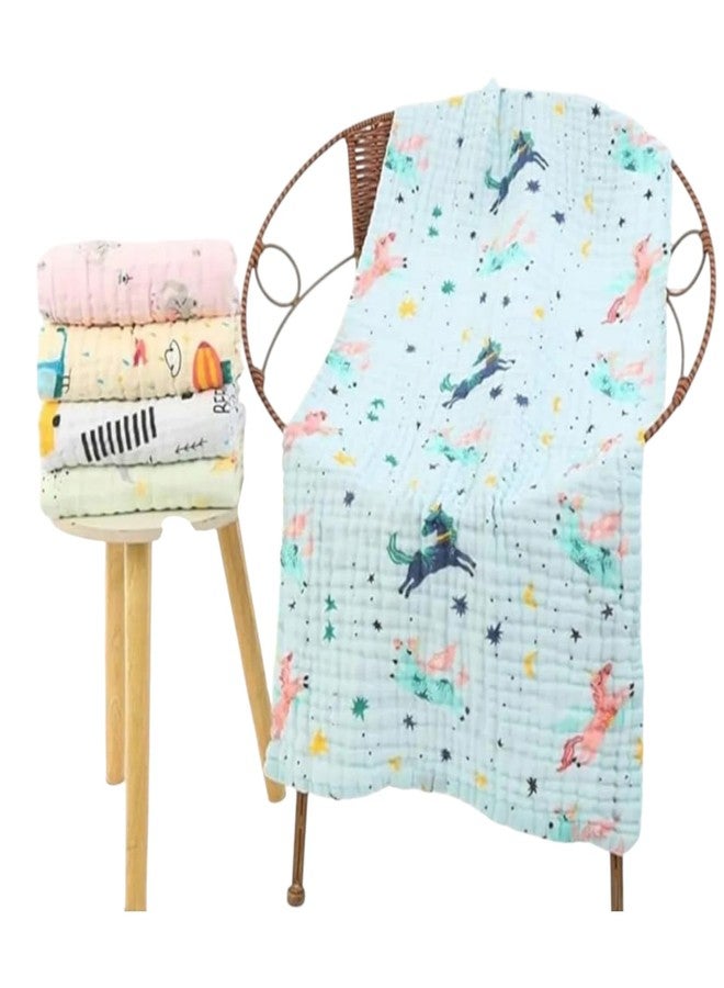 Tinnie Frenzy Muslin Baby Bath Towels, Soft Cotton, Animal Print Design, Pack of 2,3 and 4, White (1, Multicolor Printed, 60 * 120 CM) - Image 1