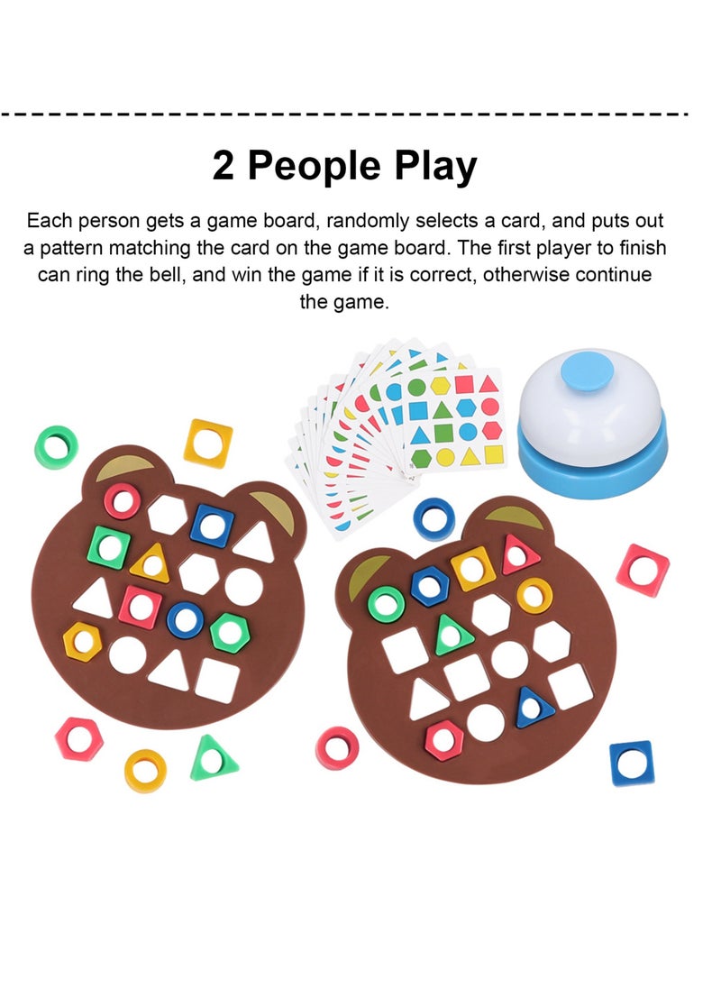 Velaurs - Children's Geometric Shape Matching Building Blocks Board Toy Set, Random Color Double Bell Toy - Image 1