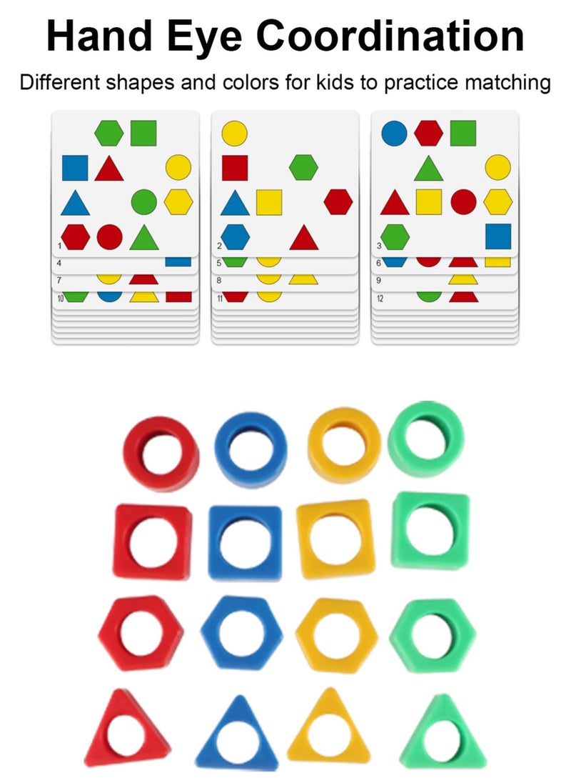 Velaurs - Children's Geometric Shape Matching Building Blocks Board Toy Set, Random Color Double Bell Toy - Image 1