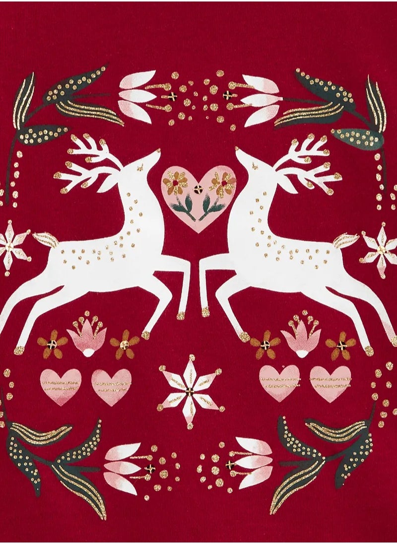 carter's Carter's Christmas Reindeer Jersey Tee - Red  - Image 2