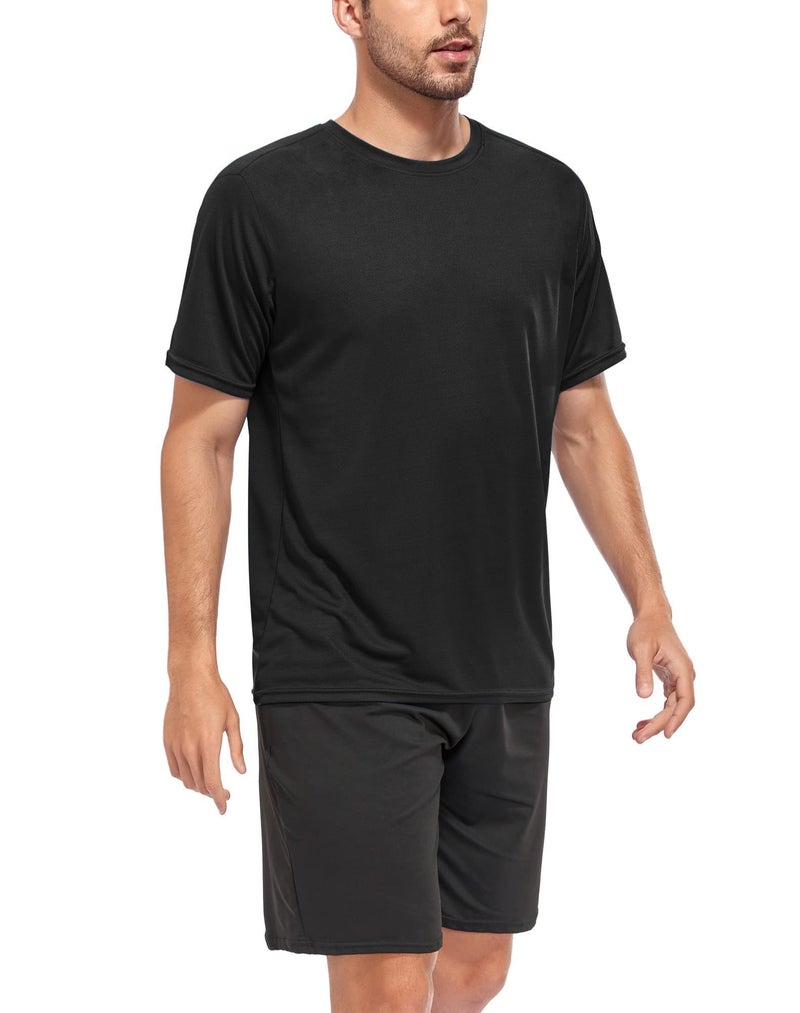 Kinglaman 5 Pack Mesh Workout Shirts for Men Dry Fit Gym Shirts Quick Dry Athletic Short Sleeve Sports T-Shirt Moisture Wicking 5 Black Large - Image 2