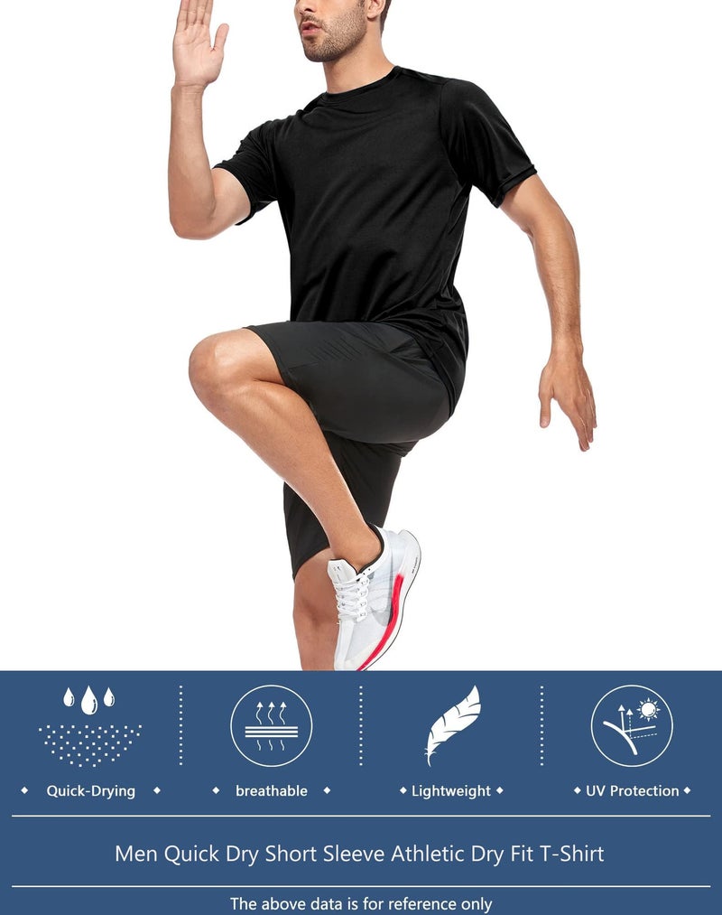 Kinglaman 5 Pack Mesh Workout Shirts for Men Dry Fit Gym Shirts Quick Dry Athletic Short Sleeve Sports T-Shirt Moisture Wicking 5 Black Large - Image 5