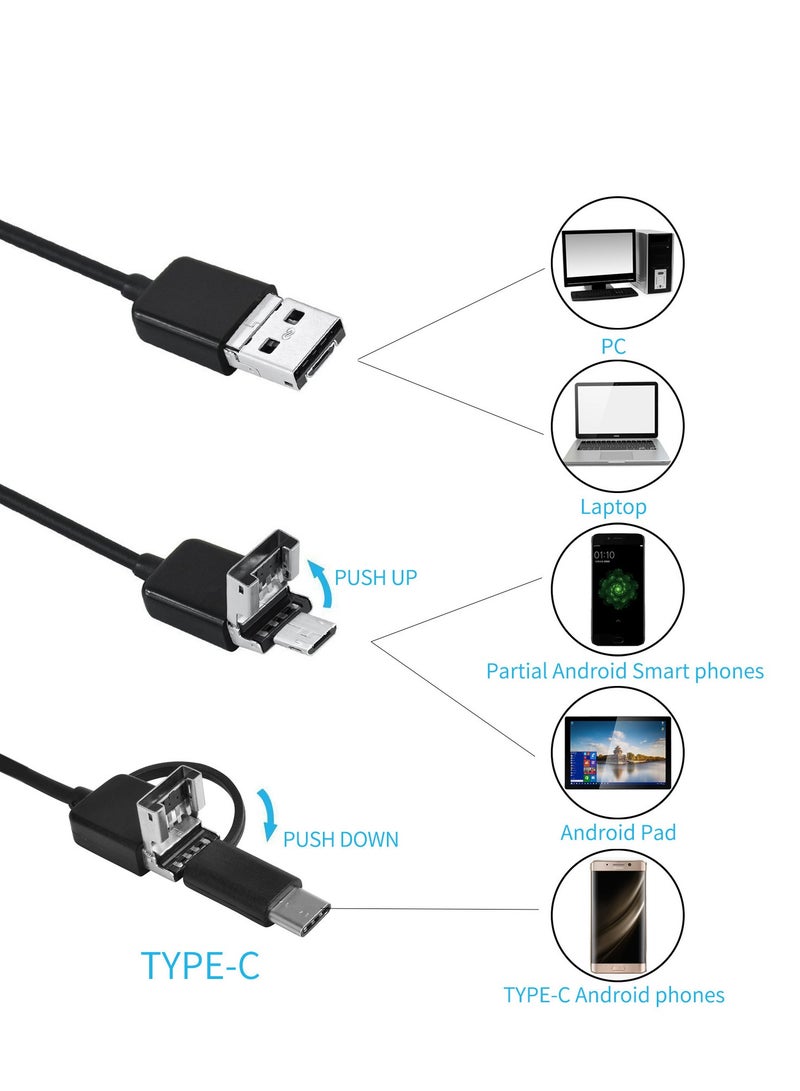 Endoscope Camera with Light, 7mm Endoscope with 6 LED Lights, IP67 Waterproof Inspection Camera,For Android Smartphone Table iPad PC(2 M) - Image 5