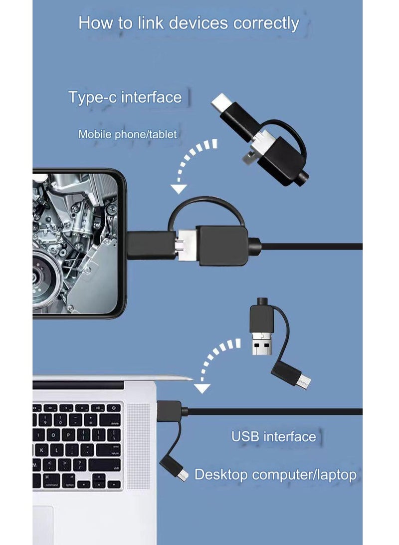 Endoscope Camera with Light, 7mm Endoscope with 6 LED Lights, IP67 Waterproof Inspection Camera,For Android Smartphone Table iPad PC(2 M) - Image 4