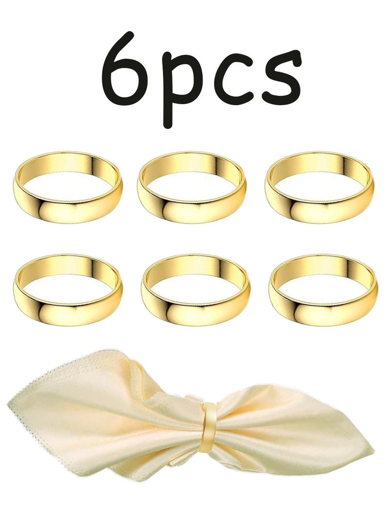 6 Pcs Premium Gold Stainless Steel Napkin Rings, Durable Metal Napkin Holders, Decorative Table Ornaments for Wedding, Daily Dinner Table Settings - Image 1