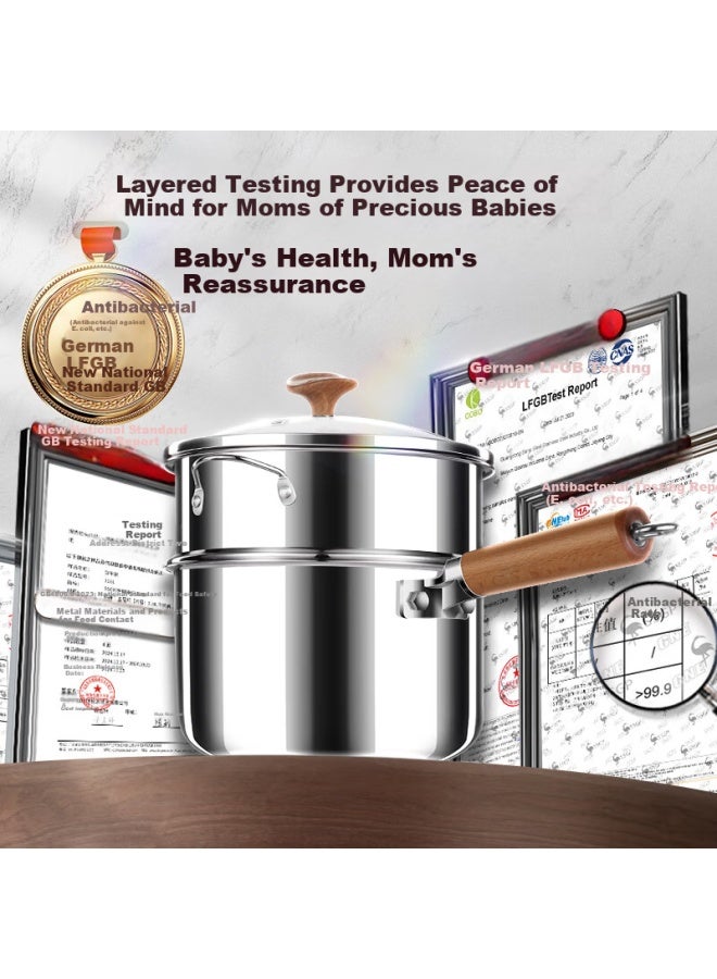 Ssgp 316l Stainless Steel Milk Pot Baby Food Pot Baby Food Grade Small Pot Steaming And Cooking Integrated Uncoated 2890 - Image 2
