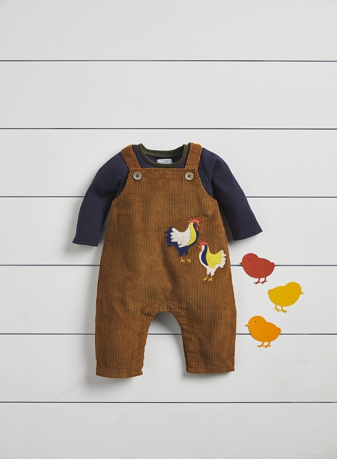 Mud Pie Boys Farmhouse Corduroy Overalls, Rooster, 6-9 Months - Image 2