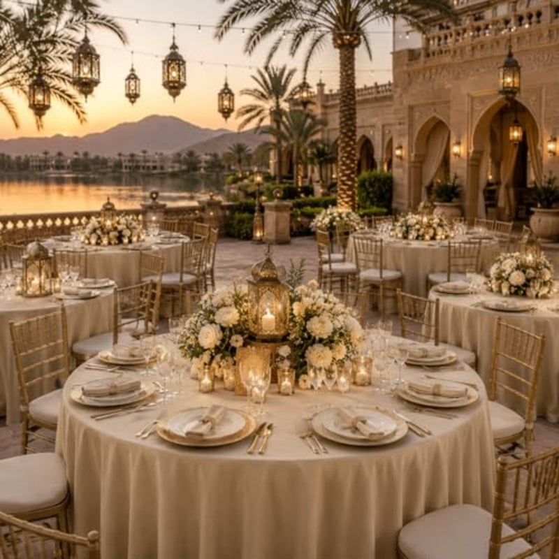 Buffet table round cloth, heavy-duty polyester, ivory, wrinkle-resistant and spill-proof - Image 5