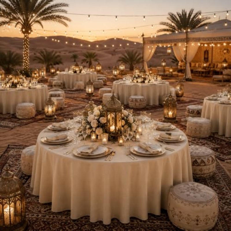 Buffet table round cloth, heavy-duty polyester, ivory, wrinkle-resistant and spill-proof - Image 2