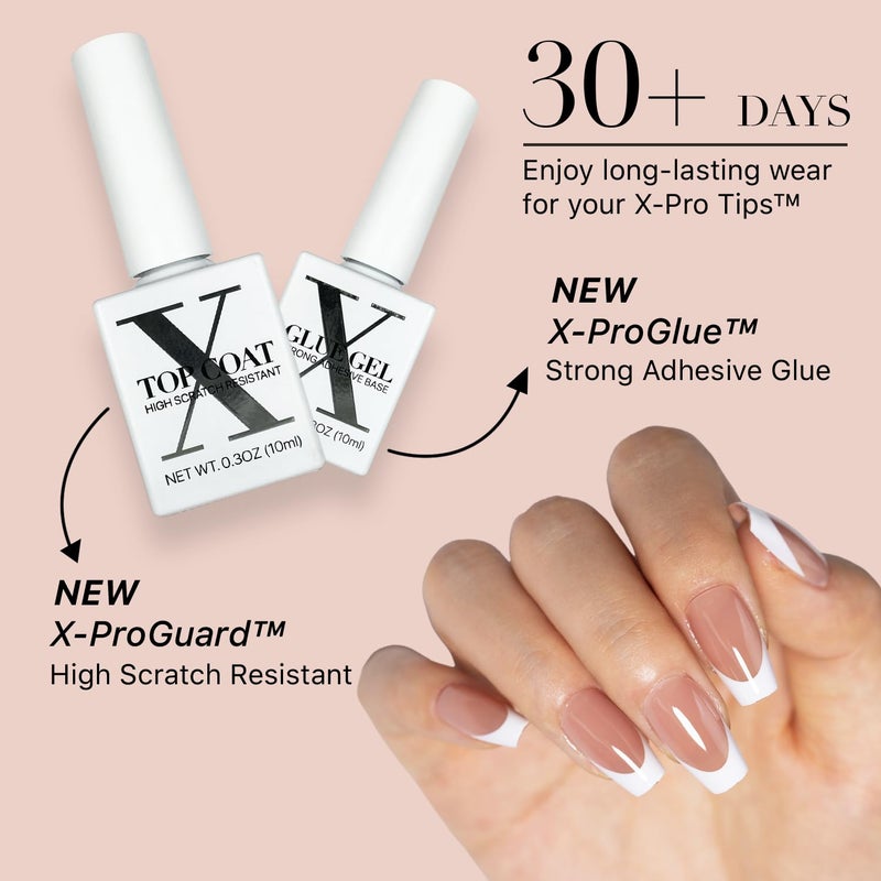 SXC Cosmetics French Tip Press On Nails Brown Series, Small Coffin X-Pro Tips Starter Kit - Image 4