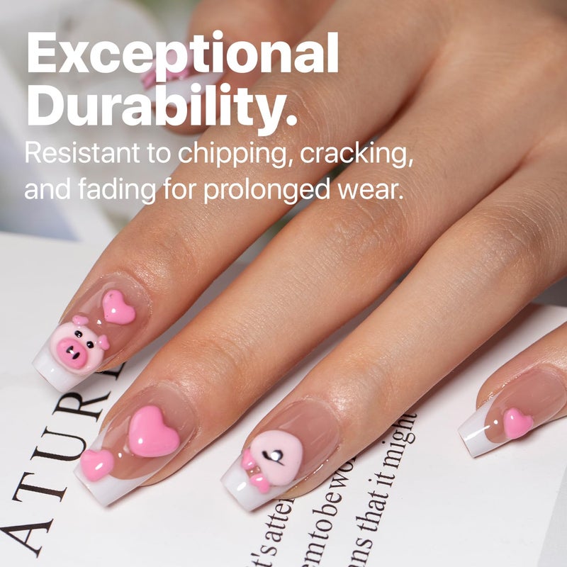 SXC Cosmetics French Tip Press On Nails Brown Series, Small Coffin X-Pro Tips Starter Kit - Image 5