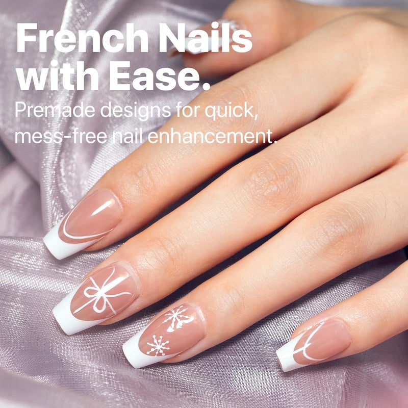 SXC Cosmetics French Tip Press On Nails Brown Series, Small Coffin X-Pro Tips Starter Kit - Image 2