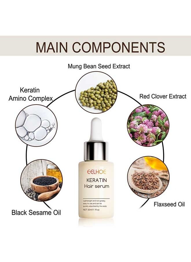 EELHOE - Keratin Hair Serum Oil 30ml, Firm And Protect Hair, Brighten Hair, Promote New Hair Growth, Maintain Hairline, Make Hair Follicle Longer And Thicker, And Compact Hair Essence Oil - Image 1