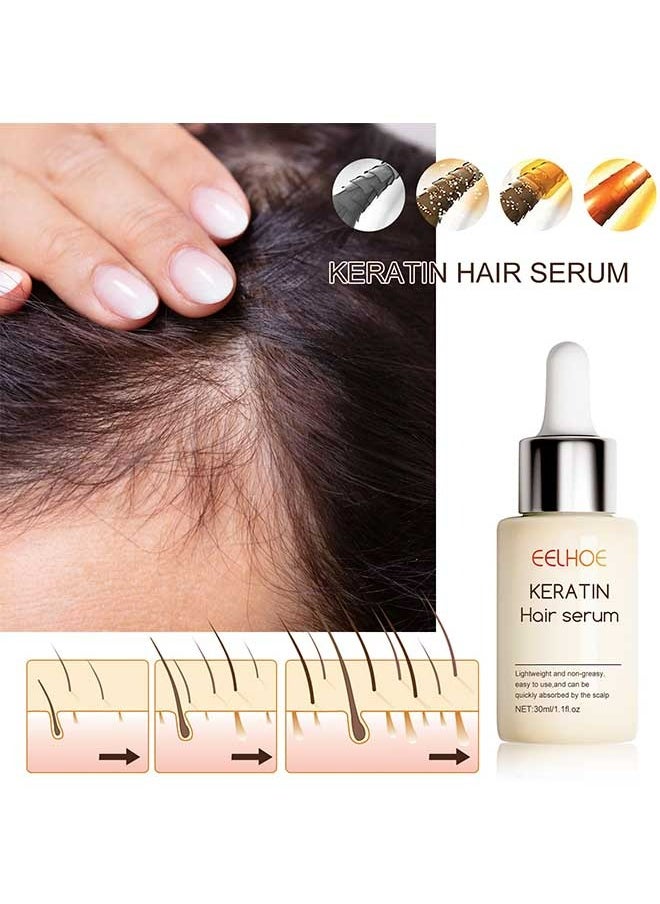 EELHOE - Keratin Hair Serum Oil 30ml, Firm And Protect Hair, Brighten Hair, Promote New Hair Growth, Maintain Hairline, Make Hair Follicle Longer And Thicker, And Compact Hair Essence Oil - Image 1