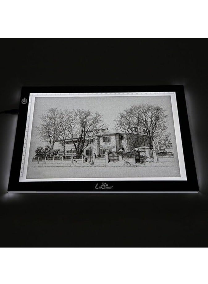 LIMOS EASY CARRYING - Light weight super slim light pad, thickness only 0.2’’, about 5mm. Overall dimension including black frame is L14.2’’xW10.6’’xH0.2’’. The visual working area is 9’’x12’’. - Image 2