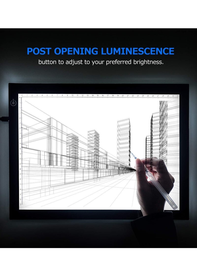 LIMOS EASY CARRYING - Light weight super slim light pad, thickness only 0.2’’, about 5mm. Overall dimension including black frame is L14.2’’xW10.6’’xH0.2’’. The visual working area is 9’’x12’’. - Image 3