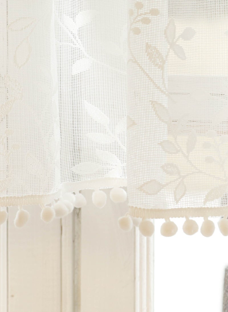 White Lace Coffee Curtains 48cm Length Sets of 2, over Sink Short Kitchen Curtains for Small Window Sheer for Bathroom Windows Cabinet Laundry Room Decor, 2 Panels 60cm W x 48cm L - Image 2