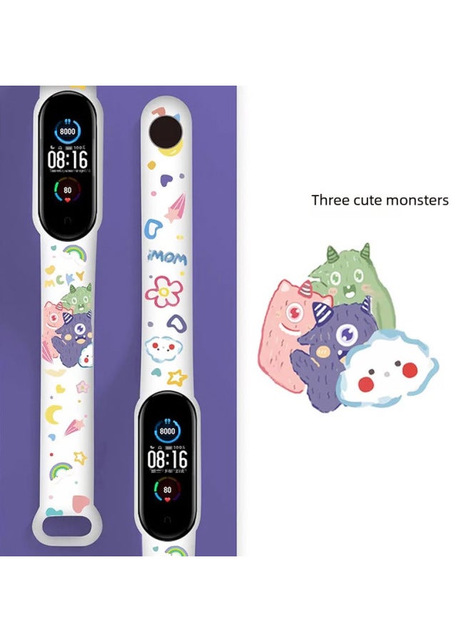 For Mi Band 9 Strap Mi Band 5/6/7/8 Strap Cartoon Printed Mi Band 3/4 Wristband-Color:Small Hat-Specifications:M 3/4 - Image 3