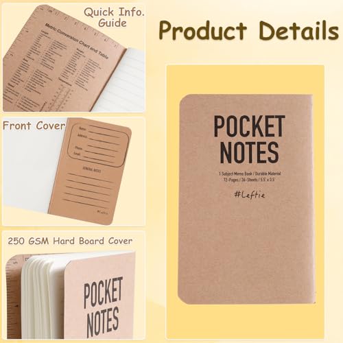 Urby Left Handed Notebooks Field Pocket Note Size, 5.5'' X 3.5'', The Lefty Stuff Series, 80GSM w. Paperback Cover, 72 Pages. 3pk: College Ruled + Grid +Plain - Image 4