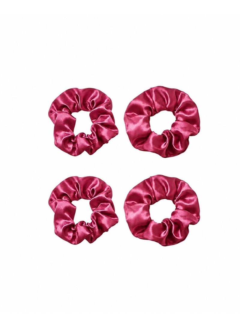 Life Style 4 pieces of original silk satin hair scrunchies to reduce hair frizz - Image 1