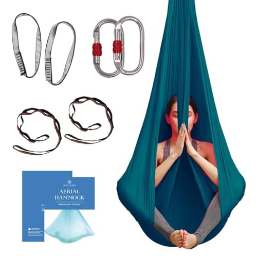 aum active Aerial Silk Yoga Hammock & Swing for Home, Inversion Exercises, Starter Kit for All Levels - Durable with Extension Straps, Carabiners, and Pose Guide - Image 1