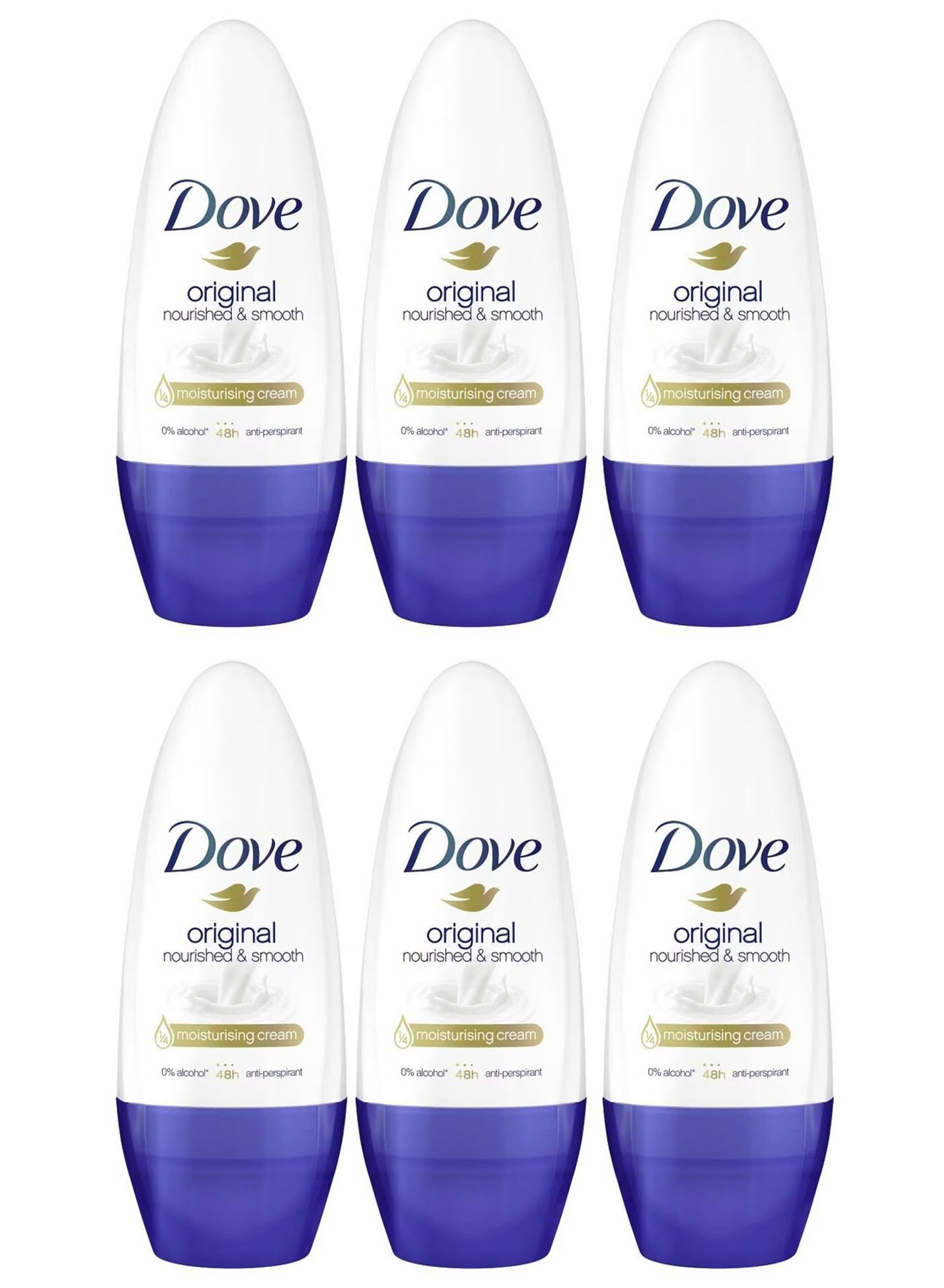Dove Pack Of 6 Dove Antiperspirant Deodorant Roll On Original 40 ml