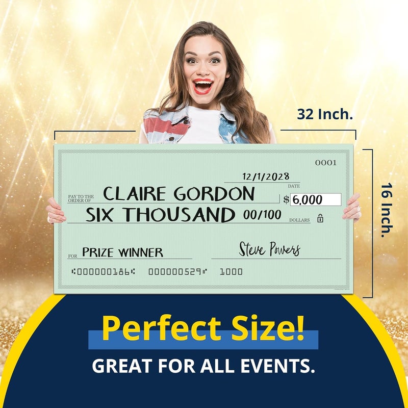 Pixelverse Design Giant Dry Erase Check - 16" x 32", Reusable Big Oversized Blank Check for Presentation - Great Photo-Op for Fundraisers, Charity & Donation Events - Image 5
