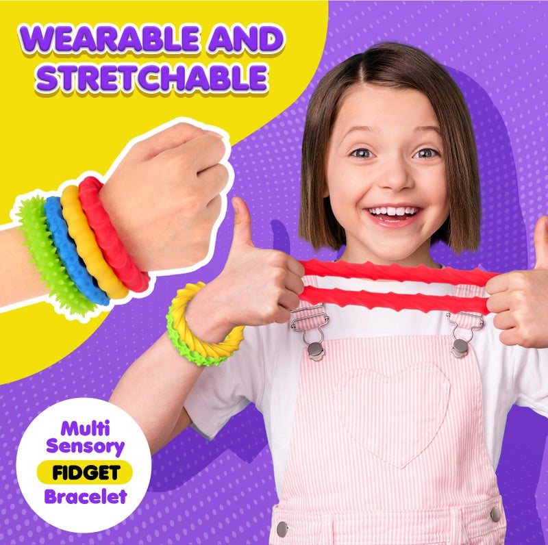 SMALL FISH Sensory Fidget Toys for Kids Adults - 8 Pack Stretchy Fidget Bracelet | Texture & Calming Autism Sensory Toys for Special Needs Autistic Children | Calm Down Toy for Toddler Girls Boys - Image 2