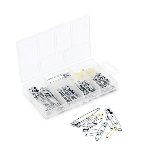 Dritz 1480 Safety Pins with Storage Box, Nickel plated Steel & Brass, Assorted Sizes (100-Count) - Image 4