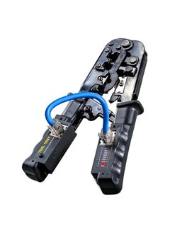 PROMASS RJ45 Crimp Tool with Built-In Ethernet Cable Tester, 4-In-1 Network Crimping Tool, Stripper, Cutter for RJ45 RJ11 RJ12, Networking Testers for Cat5 Cat5e Cat6 Wires  - Image 1