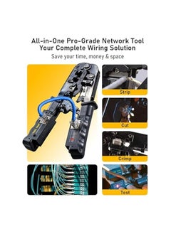 PROMASS RJ45 Crimp Tool with Built-In Ethernet Cable Tester, 4-In-1 Network Crimping Tool, Stripper, Cutter for RJ45 RJ11 RJ12, Networking Testers for Cat5 Cat5e Cat6 Wires  - Image 2
