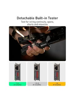 PROMASS RJ45 Crimp Tool with Built-In Ethernet Cable Tester, 4-In-1 Network Crimping Tool, Stripper, Cutter for RJ45 RJ11 RJ12, Networking Testers for Cat5 Cat5e Cat6 Wires  - Image 4