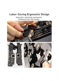 PROMASS RJ45 Crimp Tool with Built-In Ethernet Cable Tester, 4-In-1 Network Crimping Tool, Stripper, Cutter for RJ45 RJ11 RJ12, Networking Testers for Cat5 Cat5e Cat6 Wires  - Image 5