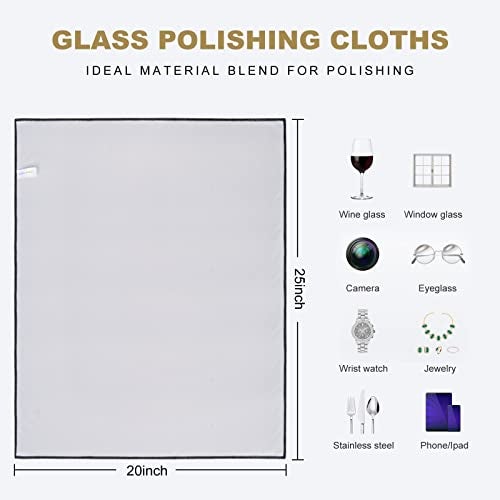 SINLAND Microfiber Glass Polishing Cloths Large Size Thick Lintless Drying Towels for Wine Glasses Stemware Dishes Stainless Appliances 20 Inch X 25 Inch Pack of 4 Grey - Image 3